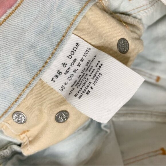 Free People Rag & Bone Denim Jean Mini Skirt Light Wash Distressed High Rise - Picture 8 of 11